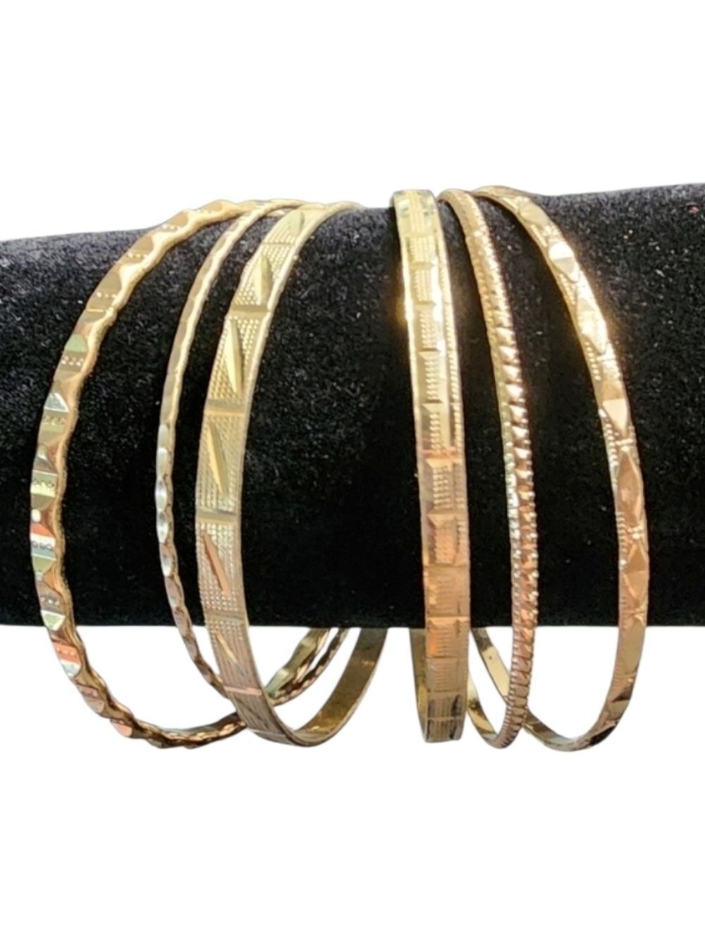 Goldtone Textured Bangle Bracelet Set